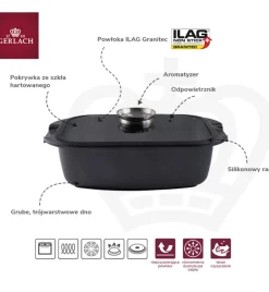 GERLACH AMBIENTE Komplet Garnki z pokrywkami 10 el + Patelnie Harmony Classic 20, 24, 28 cm + patelnia naleśnikowa 26 cm + Brytfanna / stal nierdzewna / indukcja