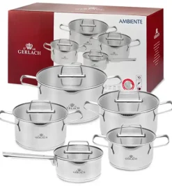 GERLACH AMBIENTE Komplet Garnki z pokrywkami 10 el / stal nierdzewna / indukcja