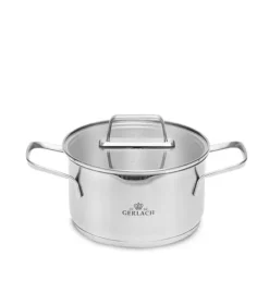GERLACH AMBIENTE Komplet Garnki z pokrywkami 10 el + Patelnie Granitex 20, 28 cm +pokrywki uniwersalne / stal nierdzewna / indukcja