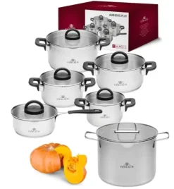 GERLACH AMBIENTE PLUS Komplet Garnki z pokrywkami 10 el + Garnek 7 l Gerlach Ambiente / stal nierdzewna 18/10