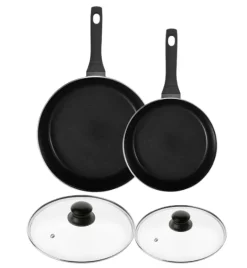 GERLACH AMBIENTE PLUS Komplet Garnki z pokrywkami 10 el - stal nierdzewna 18/10 + Patelnia Harmony Classic 20, 28 cm + pokrywki szklane