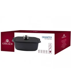 GERLACH AMBIENTE PLUS Komplet Garnki z pokrywkami 10 el - stal nierdzewna 18/10 + Brytfanna Granitex