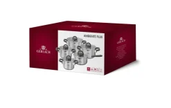 GERLACH AMBIENTE PLUS Komplet Garnki z pokrywkami 10 el + Garnki Gerlach Ambiente 7 l i 10 l / stal nierdzewna 18/10 + Brytfanna Granitex