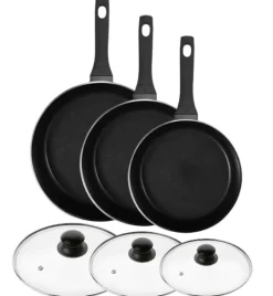 GERLACH AMBIENTE PLUS Komplet Garnki z pokrywkami 10 el - stal nierdzewna 18/10 + Patelnia Harmony Classic 20, 24, 28 cm + pokrywki szklane