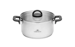 GERLACH AMBIENTE PLUS Komplet Garnki z pokrywkami 10 el - stal nierdzewna 18/10 + Patelnia Harmony Classic 20, 24, 28 cm + pokrywki szklane
