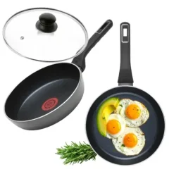 GERLACH AMBIENTE PLUS Komplet Garnki z pokrywkami 10 el - stal nierdzewna 18/10 + Patelnia Gerlach Ambiente ThermoCoat 20, 28 cm + pokrywki szklane