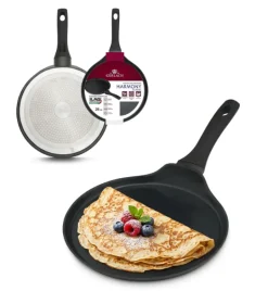 GERLACH AMBIENTE PLUS Komplet Garnki z pokrywkami 10 el - stal nierdzewna 18/10 + Patelnia Granitex 20, 24, 28 cm + Patelnia naleśnikowa 26 cm + Brytfanna Granitex