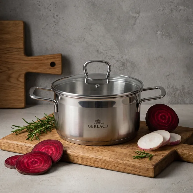GERLACH BRAVA GARNEK 2,5 L Z POKRYWKĄ 20 cm / stal nierdzewna