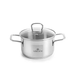 GERLACH BRAVA Komplet Garnki z pokrywkami 8 el + patelnie Gerlach Ambiente 20, 24, 28 cm + Patelnia naleśnikowa 26 cm + Brytfanna Granitex