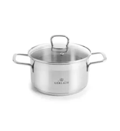GERLACH BRAVA Komplet Garnki z pokrywkami 8 el + patelnie Gerlach Granitex 20, 24, 28 cm + patelnia naleśnikowa 26 cm+ Brytfanna 32 cm