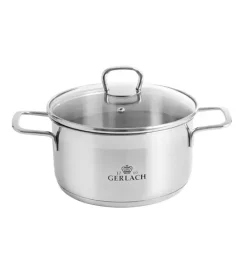GERLACH BRAVA Komplet Garnki z pokrywkami 8 el + patelnie Gerlach Ambiente 28, 20 cm + pokrywki szklane