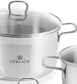 GERLACH BRAVA Komplet Garnki z pokrywkami 8 el + patelnie Gerlach Harmony Classic 20, 24, 28 cm
