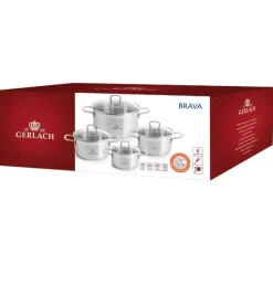 GERLACH BRAVA Komplet Garnki z pokrywkami 8 el + patelnie Gerlach Harmony Classic 20, 24, 28 cm