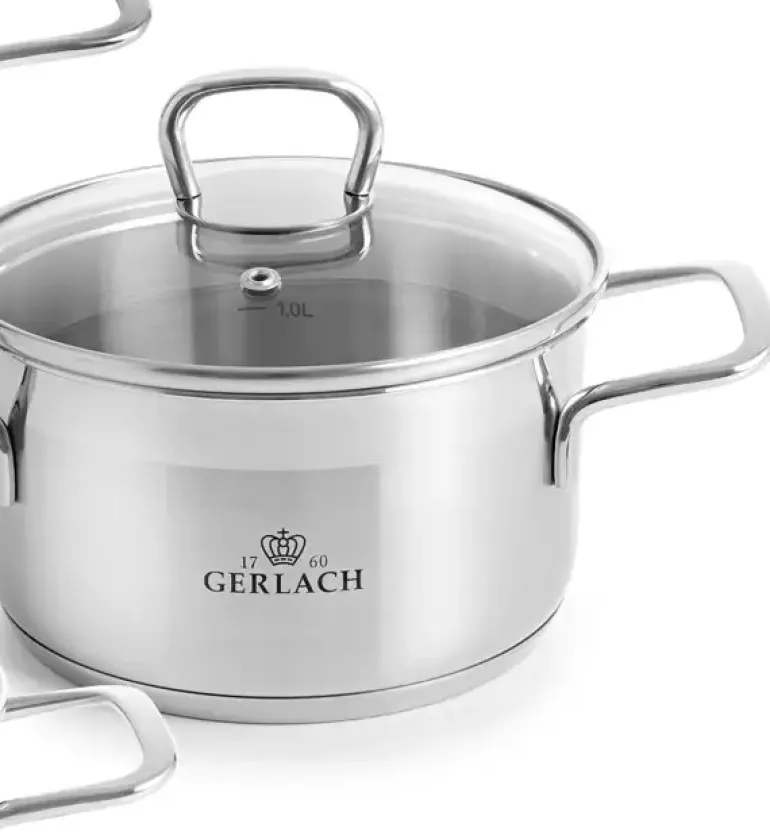 GERLACH BRAVA Komplet Garnki z pokrywkami 8 el + patelnie Gerlach Harmony Classic 28, 20 cm