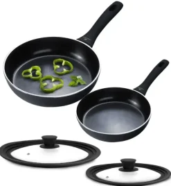 GERLACH CONTRAST PROCOAT Komplet patelni 20, 28 cm z powłoką ceramiczną non-stick + pokrywki silikonowe