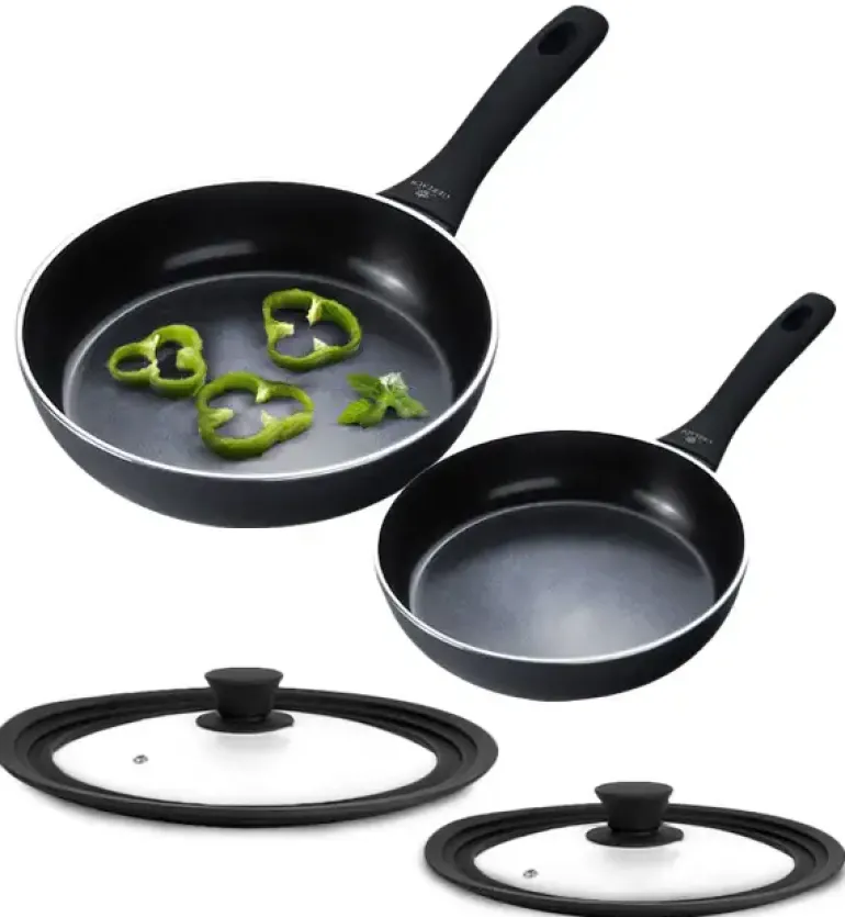 GERLACH CONTRAST PROCOAT Komplet patelni 20, 28 cm z powłoką ceramiczną non-stick + pokrywki silikonowe