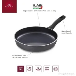 GERLACH CONTRAST PROCOAT Patelnia 28 cm z powłoką ceramiczną XERA DUR non-stick + pokrywka uniwersalna