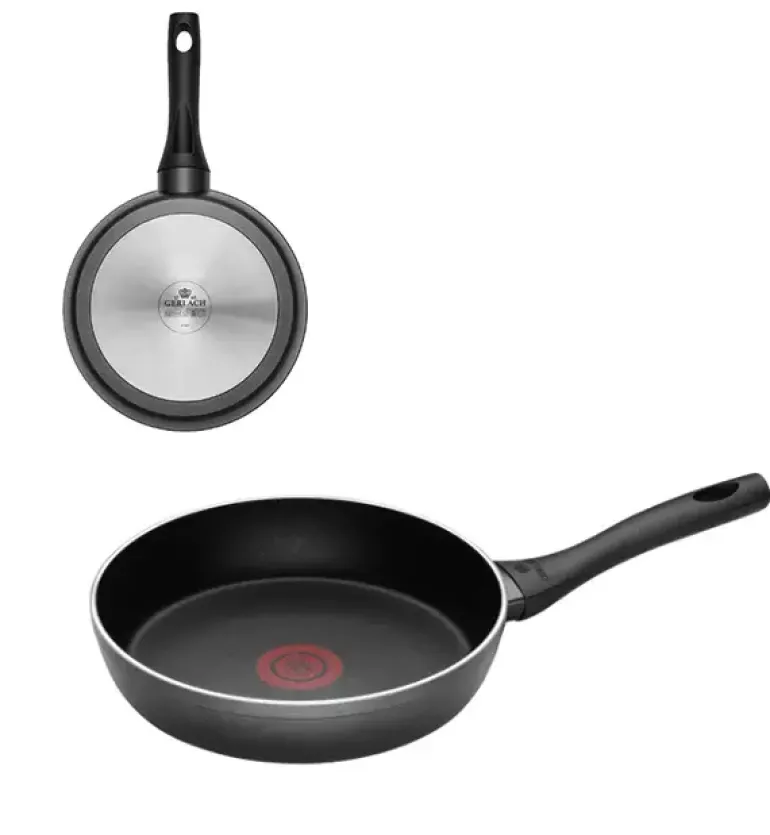 GERLACH CONTRAST THERMOCOAT Patelnia 24 cm + pokrywka silikonowa | wskaźnik temperatury | szwajcarska powłoka ILAG ULTIMATE | indukcja