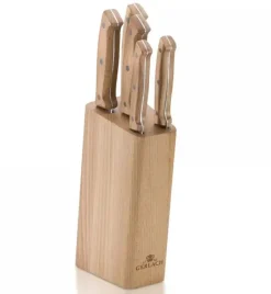 GERLACH COUNTRY 959A Komplet 5 noży w bloku + ostrzałka 3w1 uni czarna