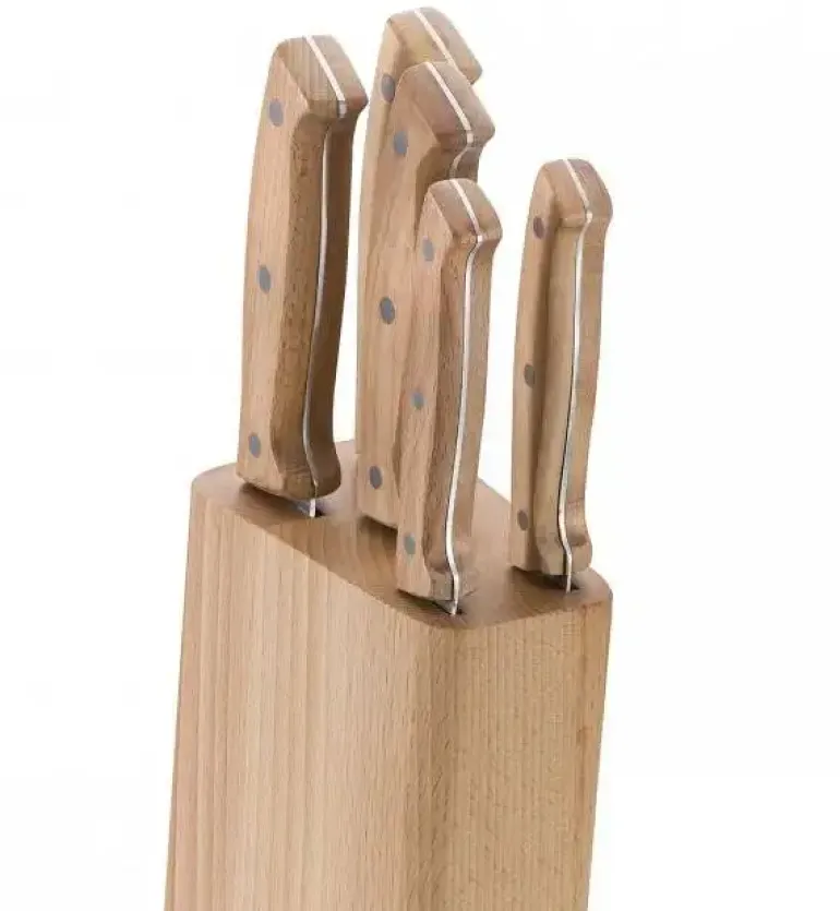 GERLACH COUNTRY 959A Komplet 5 noży w bloku + ostrzałka 3w1 uni czarna