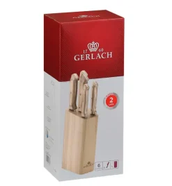 GERLACH COUNTRY 959A Komplet 5 noży w bloku + ostrzałka 3w1 uni czarna