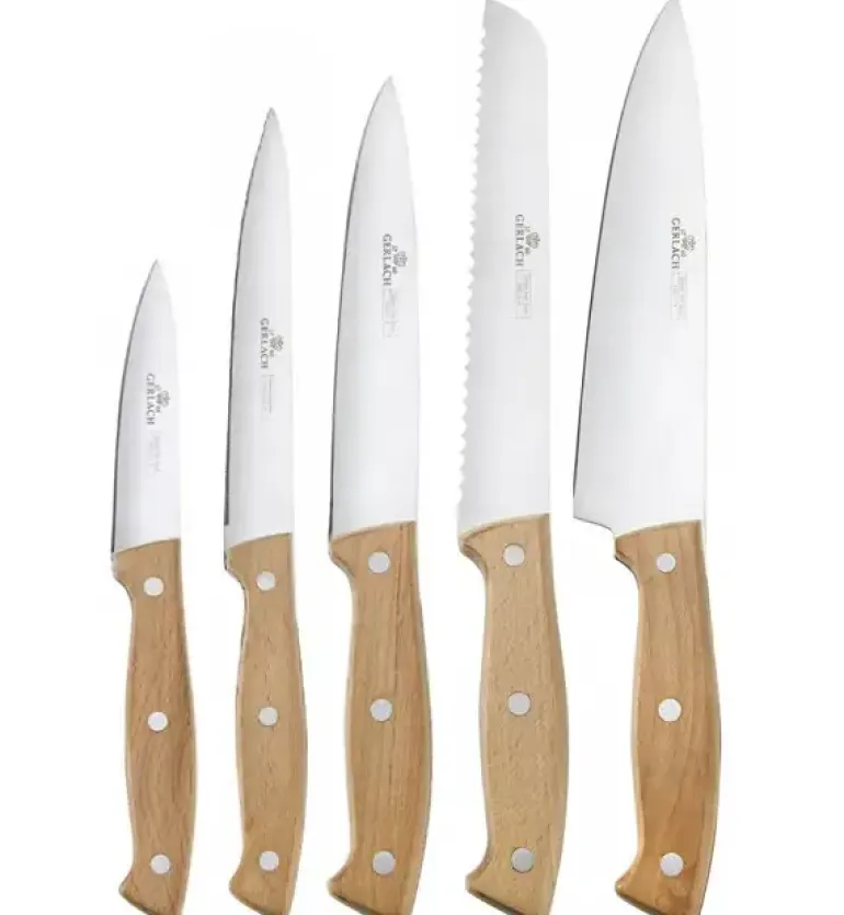 GERLACH COUNTRY 959A Komplet 5 noży w bloku + ostrzałka 3w1 uni czarna