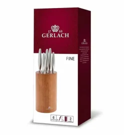 GERLACH FINE Komplet 5 noży w bloku + komplet desek dębowych