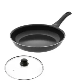 GERLACH FIRST Patelnia 24 cm + pokrywka uniwersalna szklana 24 cm | dwuwarstwowa powłoka ceramiczna