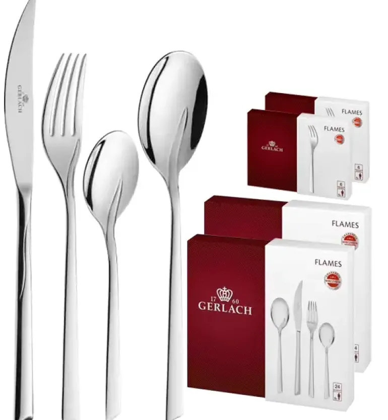Gerlach Flames Sztućce Komplet 60 el (2x24+dodatki) pudełko / 12 osób / połysk