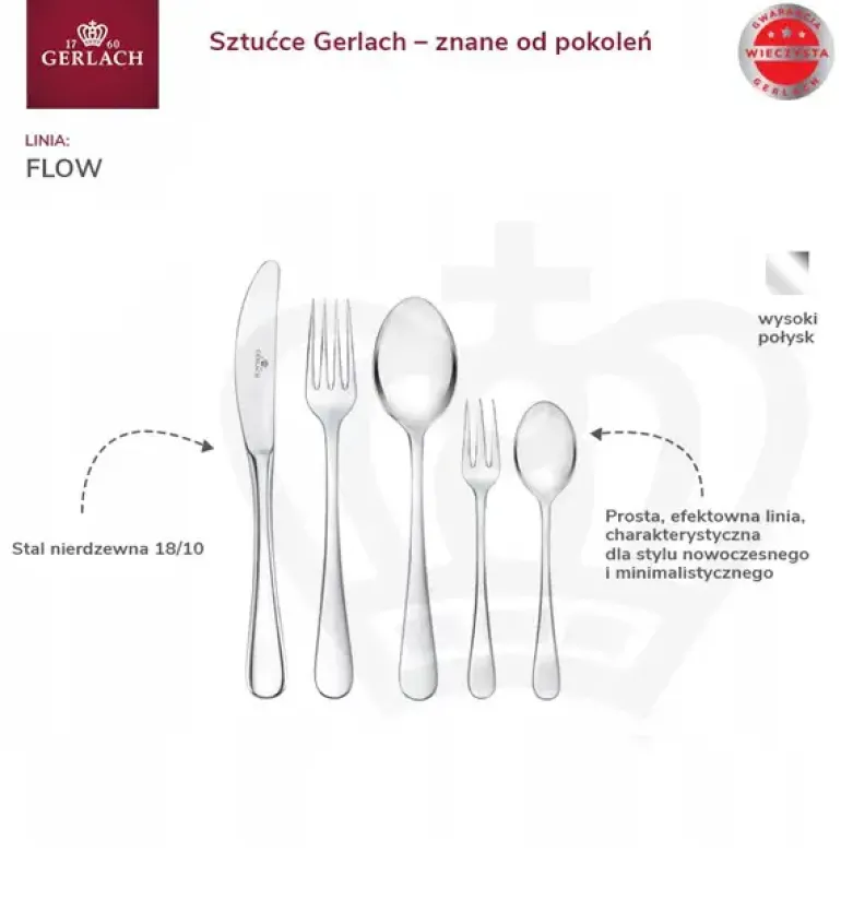 GERLACH FLOW Sztućce Komplet 60 el pudełko / 12 osób / połysk