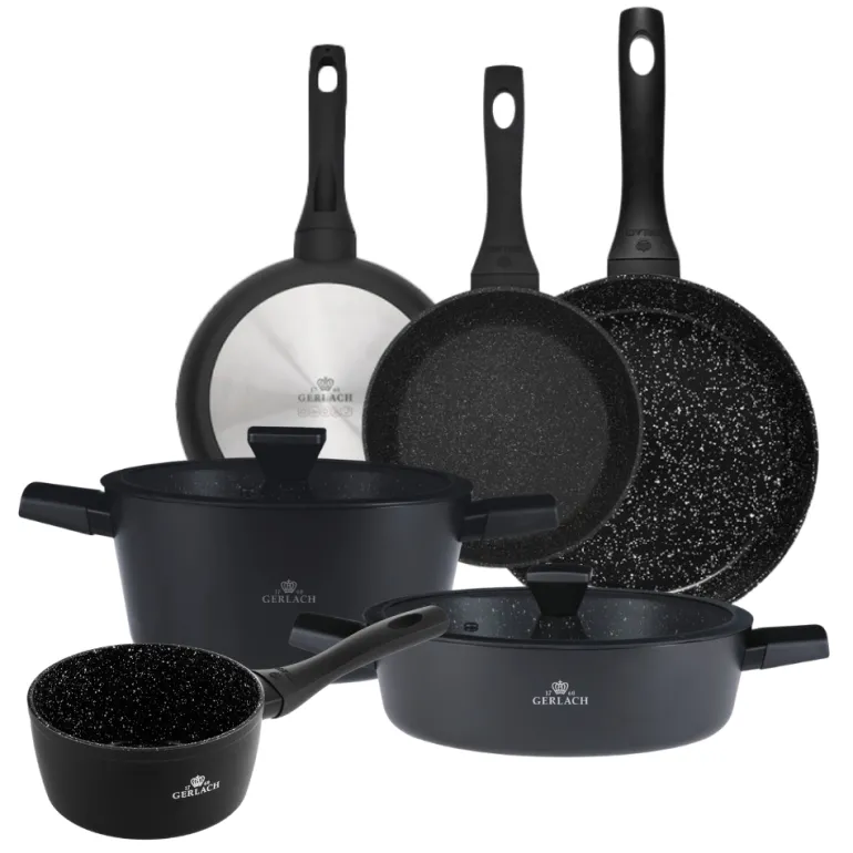 GERLACH GRANITEX Komplet 2 garnki + rondel + 3 patelnie 20, 24, 28 cm / indukcja