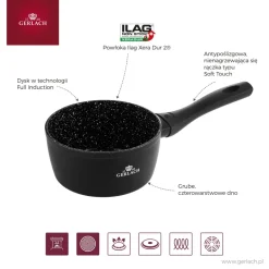 GERLACH GRANITEX Komplet 2 garnki + rondel + 2 patelnie 20, 28 cm / indukcja