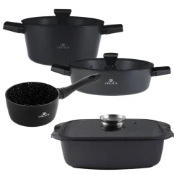 GERLACH GRANITEX Komplet 2 garnki z pokrywkami + rondel + brytfanna powłoka ILAG XERA DUR 2 / indukcja