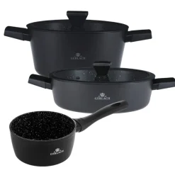 GERLACH GRANITEX Komplet garnki 24, 28 cm + rondel 16 cm powłoka ILAG XERA DUR 2 / indukcja