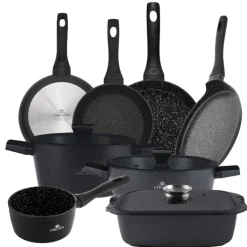 GERLACH GRANITEX Komplet 2 garnki + rondel + 3 patelnie + naleśnikowa + brytfanna / indukcja