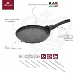 GERLACH GRANITEX Komplet 2 garnki + rondel + 3 patelnie + naleśnikowa + brytfanna / indukcja