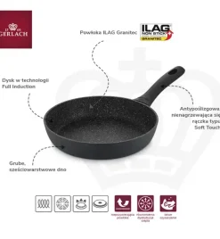GERLACH GRANITEX Patelnia z powłoką ceramiczną ILAG Xera Dur 2® 24 cm + pokrywka / aluminium