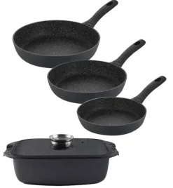 GERLACH GRANITEX Zestaw patelni z powłoką ceramiczną ILAG XERA DUR 2 20, 24, 28 cm + Brytfanna 32 cm z pokrywką / aluminium