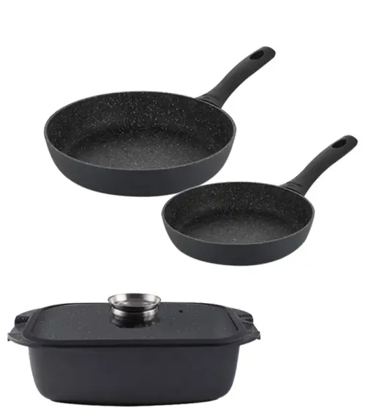 GERLACH GRANITEX Zestaw patelni z powłoką ceramiczną ILAG Granitec® 24, 28 cm + Brytfanna 32 cm z pokrywką / aluminium