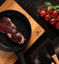 GERLACH GRANITEX Zestaw patelni z powłoką ceramiczną ILAG XERA DUR 2, 20, 24, 28 cm z pokrywkami / 6 elementów / aluminium