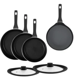 GERLACH HARMONY CLASSIC Zestaw patelni z powłoką ceramiczną ILAG 20, 24, 28 cm + Patelnia naleśnikowa 26 cm + pokrywki silikonowe