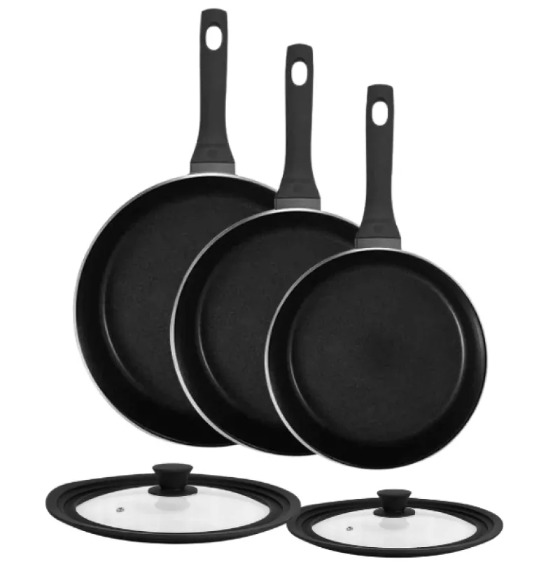 GERLACH HARMONY CLASSIC Zestaw patelni z powłoką ceramiczną ILAG 20, 24, 28 cm z pokrywkami silikonowymi