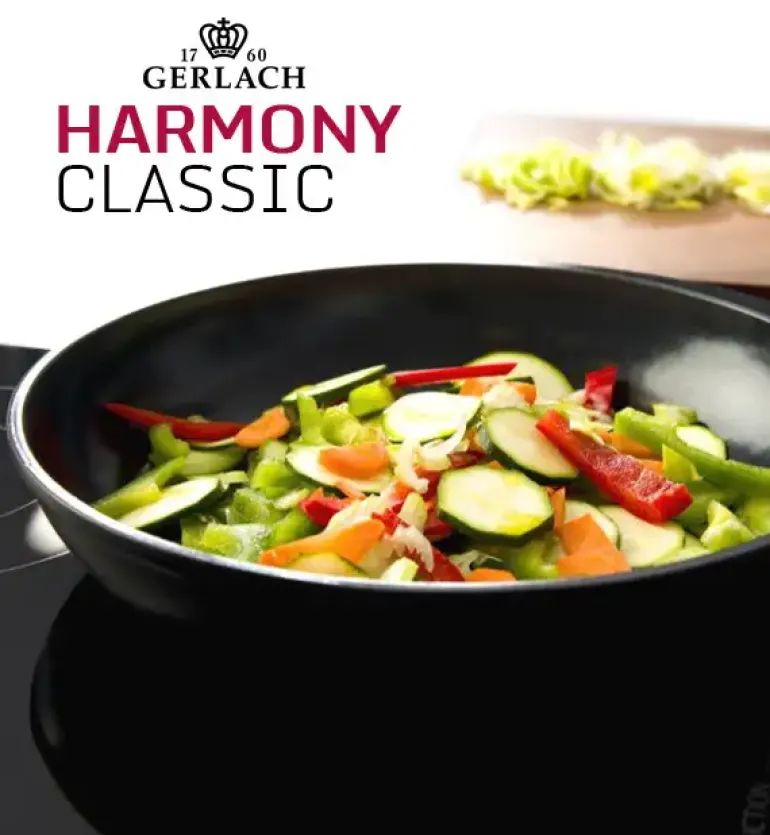 GERLACH HARMONY CLASSIC Zestaw patelni z powłoką ceramiczną ILAG 20, 28 cm z pokrywkami silikonowymi / 4 elementy