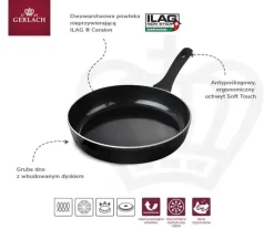GERLACH HARMONY CLASSIC Zestaw patelni z powłoką ceramiczną ILAG 20, 28 cm z pokrywkami silikonowymi / 4 elementy