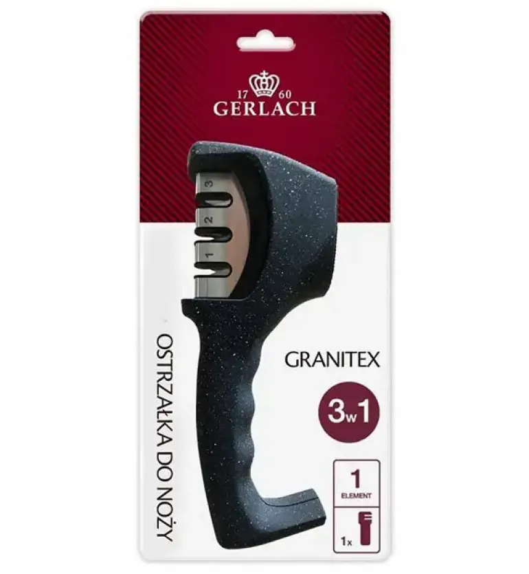GERLACH LOFT Komplet 5 noży w bloku + ostrzałka 3w1 Granitex