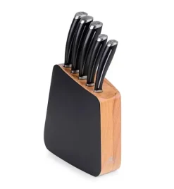 GERLACH LOFT Komplet 5 noży w bloku + ostrzałka 3w1 uni czarna