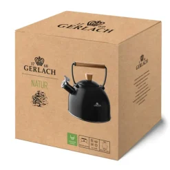 GERLACH NATUR Czajnik 2,5 L / czarny mat z drewnianą rączką / stal nierdzewna