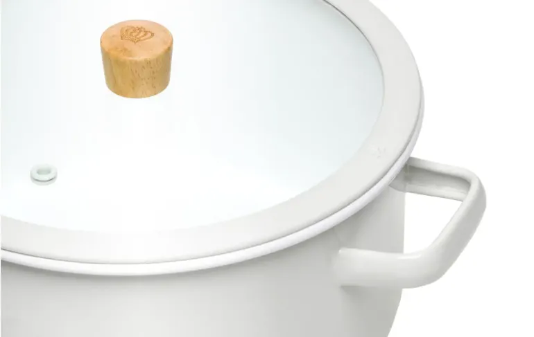 GERLACH NATUR ENAMEL Komplet Garnki z pokrywkami 6 el / biały / emalia
