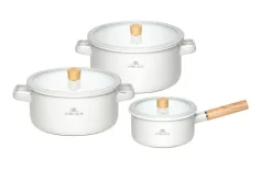 GERLACH NATUR ENAMEL Komplet Garnki z pokrywkami 6 el / biały / emalia