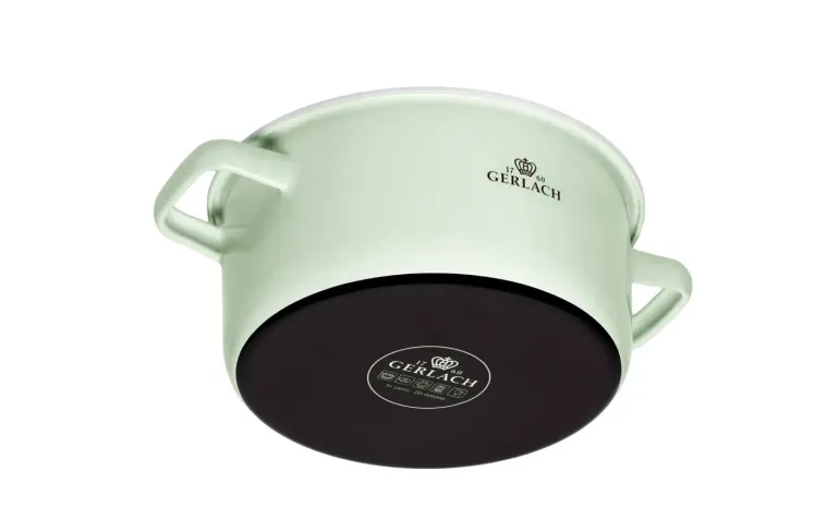 GERLACH NATUR ENAMEL Komplet Garnki z pokrywkami 6 el / zielony / emalia